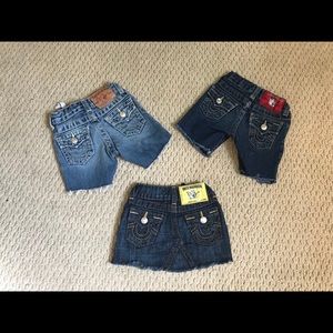 True religion jean skirt and shorts